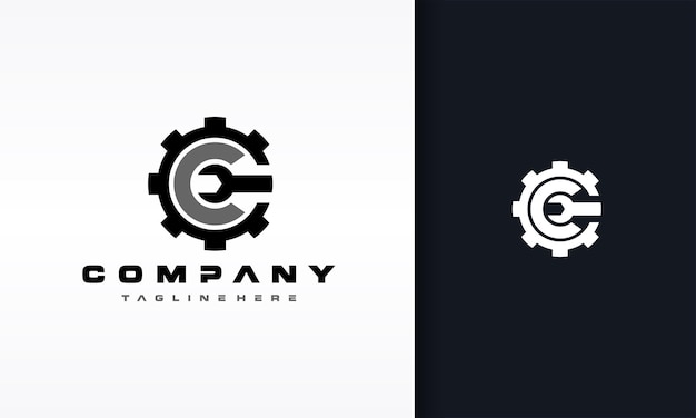 Vector letter c gear wrench logo