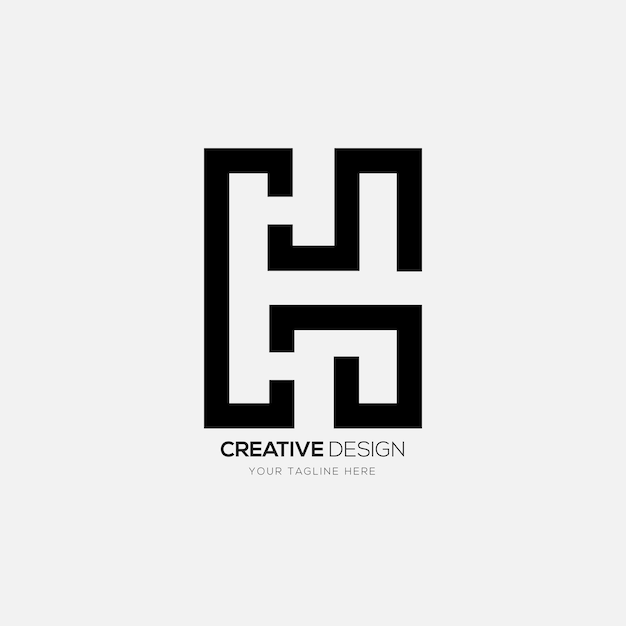 Letter c h line art minimal logo