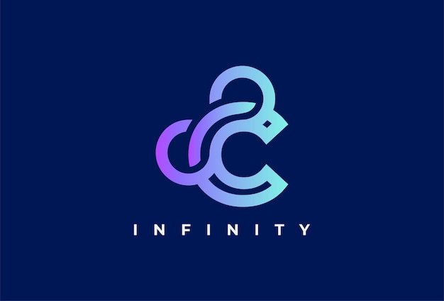 Letter C Infinity Logo-ontwerp, geschikt voor technologie, merk- en bedrijfslogo, vectorillustratie