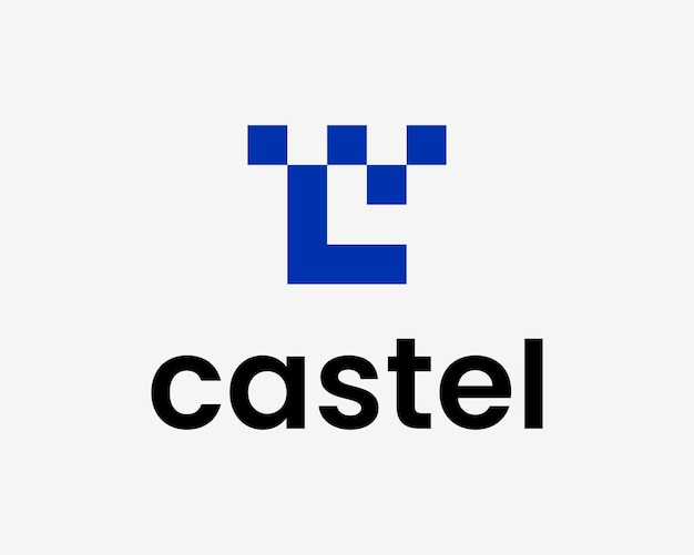 Vector letter c initialen castle citadel fortress pixel data digital modern minimal icon vector logo design