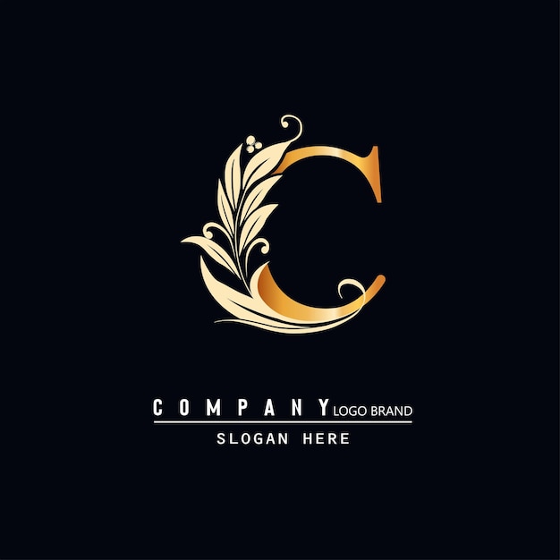 Premium Vector | Letter c logo design in leaf shape letter c floral ...