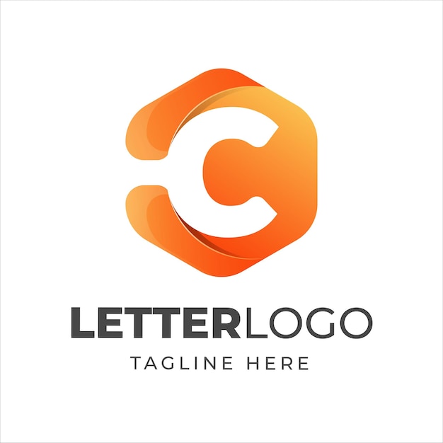 Modello di progettazione di logo di lettera c con stile di forma geometrica