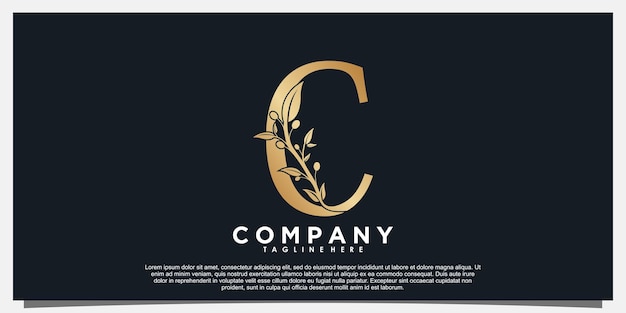 Vector letter c logo design with olive icon unique concept