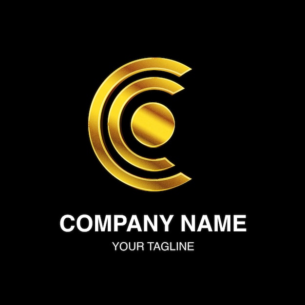 Letter c logo golden gradient design premium