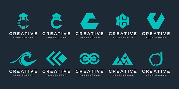 Letter c logo icon set designs for business of sport automotive elegant simple