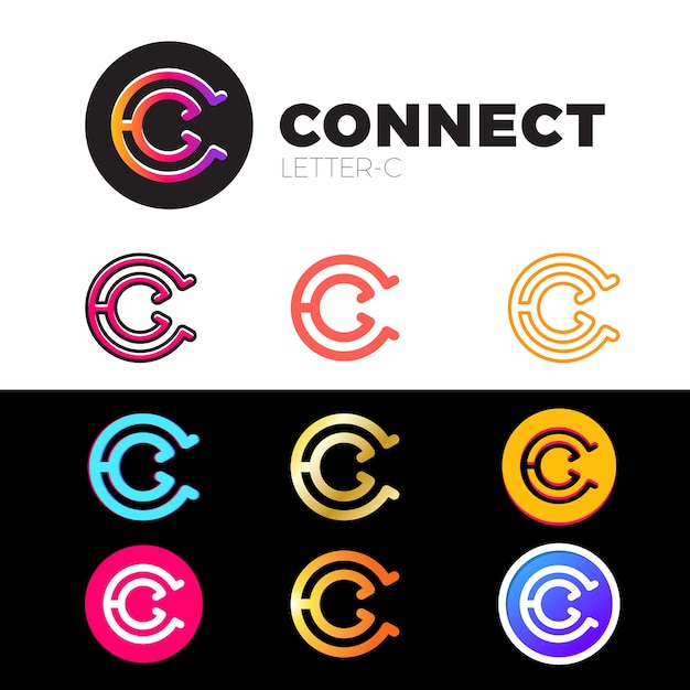 Letter c-logo ingesteld