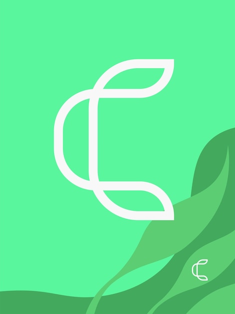 Вектор Логотип буквы c в простом, органическом стиле монолинии, для ваших инициалов, украшений, элемента дизайна