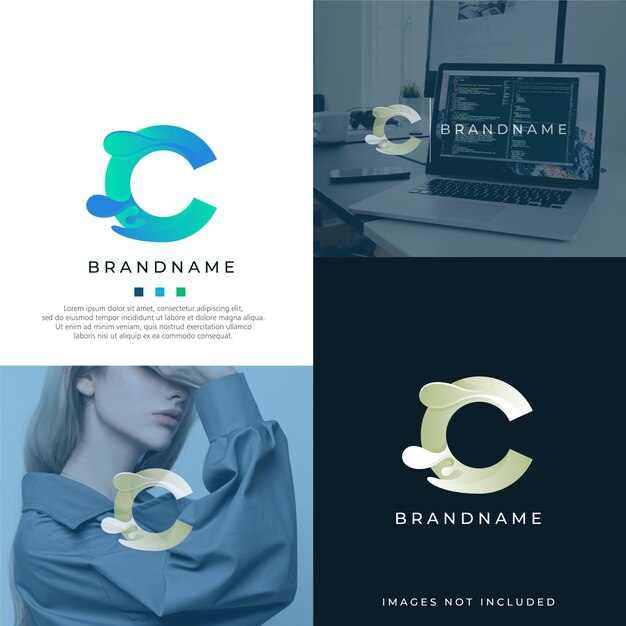 Letter c-logo-ontwerp met cirkelvorm Premium Vector