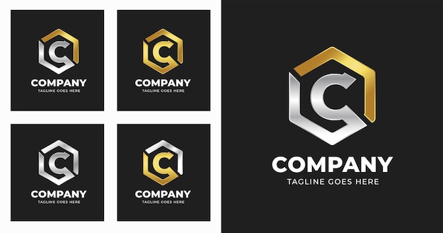 Letter c-logo ontwerpsjabloon met geometrische vormstijl