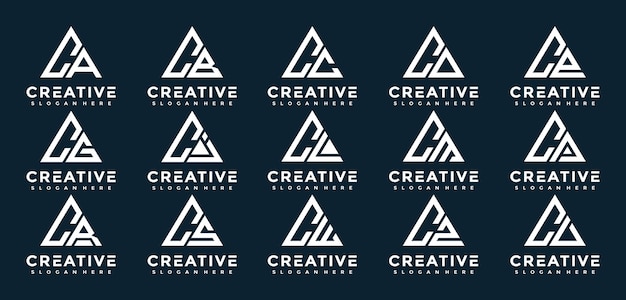 Letter c logo template collection with triangle