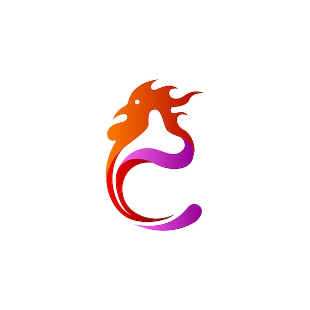 Letter c logo with chicken fire designs