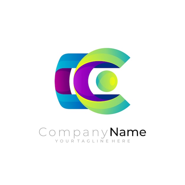 Letter C logo with colorful design template combination logos