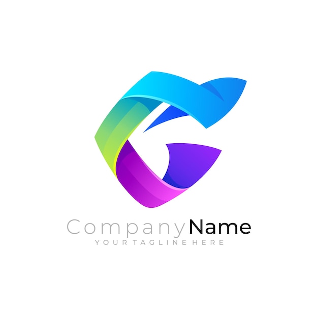 Letter C logo with colorful design template combination logos