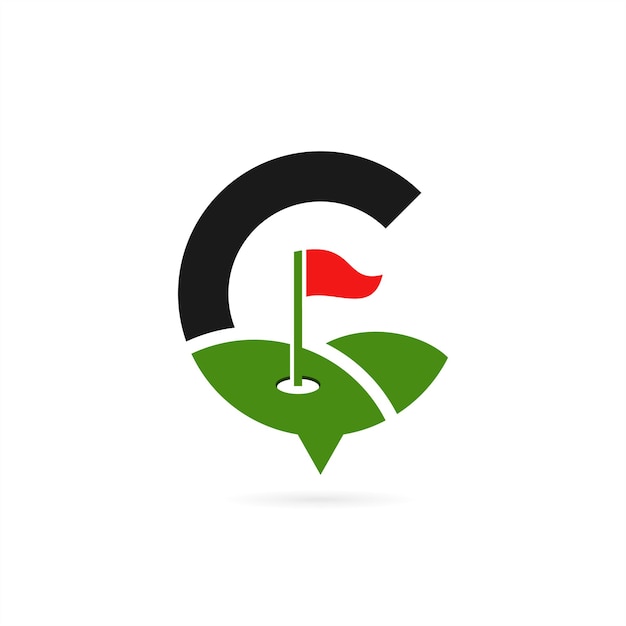 Logo della lettera c con il concetto di mazza da golf moderno