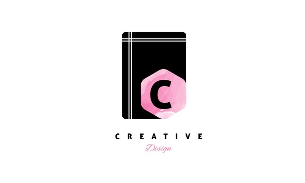 A letter c logo with a pink square in the middle.