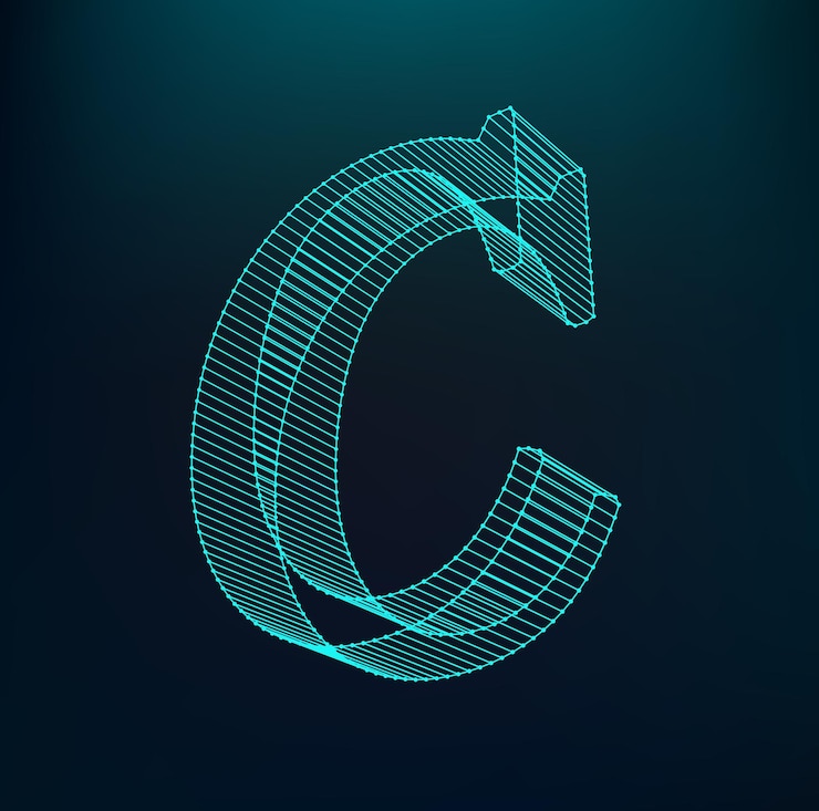 Vector letter c logotype. neon alphabet