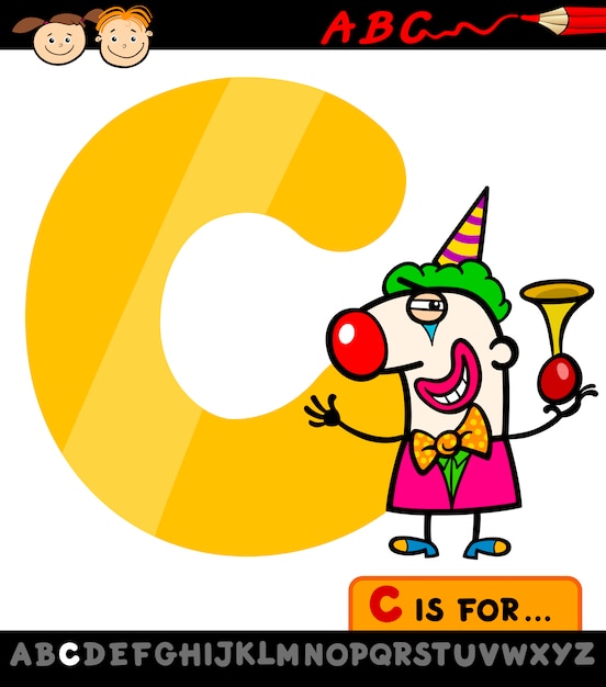 Letter c met clown cartoon afbeelding