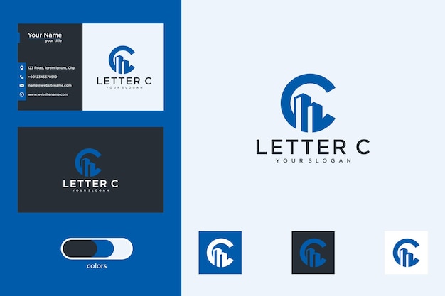 Letter c met logo-ontwerp en visitekaartje