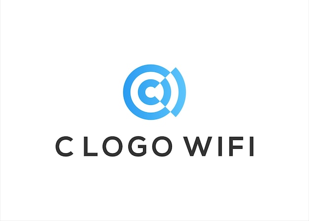 letter c met signaal wifi logo vector ontwerpsjabloon