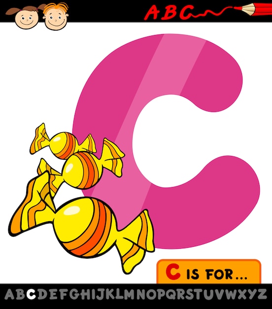 Letter c met snoep cartoon illustratie