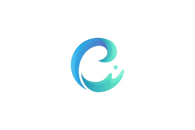 Letter c met waterspateffect in modern design logo