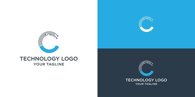 Vector letter c molecule logo bio tech connect dots science technology logo design vector