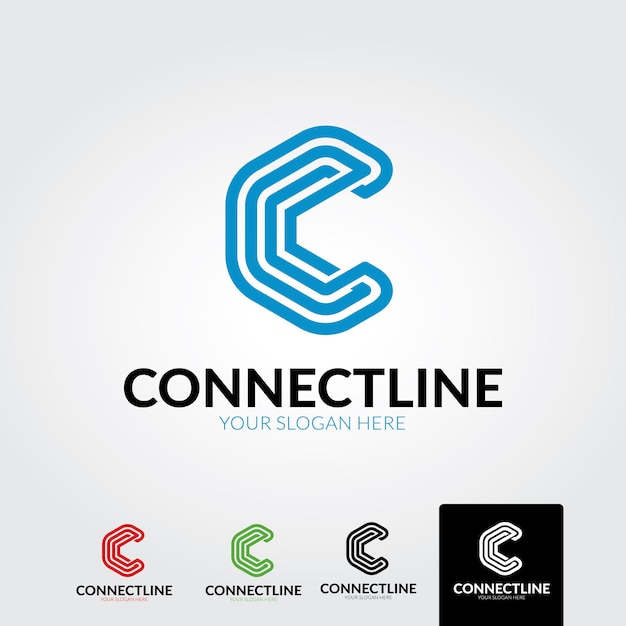 Letter c negatieve ruimte logo ontwerpsjabloon