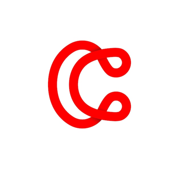 Letter C oneindigheidsteken. Cyclische rode letter C. Moderne natuurlijke eindeloze lus. Futuristisch logo bedrijfslogo