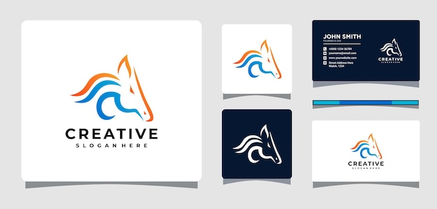 Letter C paard Logo sjabloon met ontwerpinspiratie voor visitekaartjes