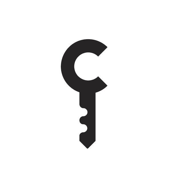 Letter C Secure Logo With Key Symbol