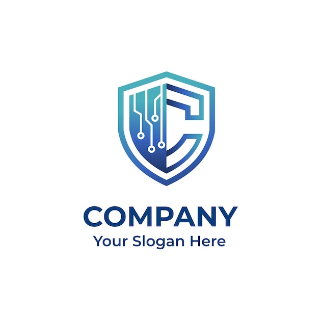 Letter C Shield Technology Modern Company Logo Template