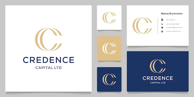 Letter C Simple Luxury Monogram logo-ontwerp met visitekaartje