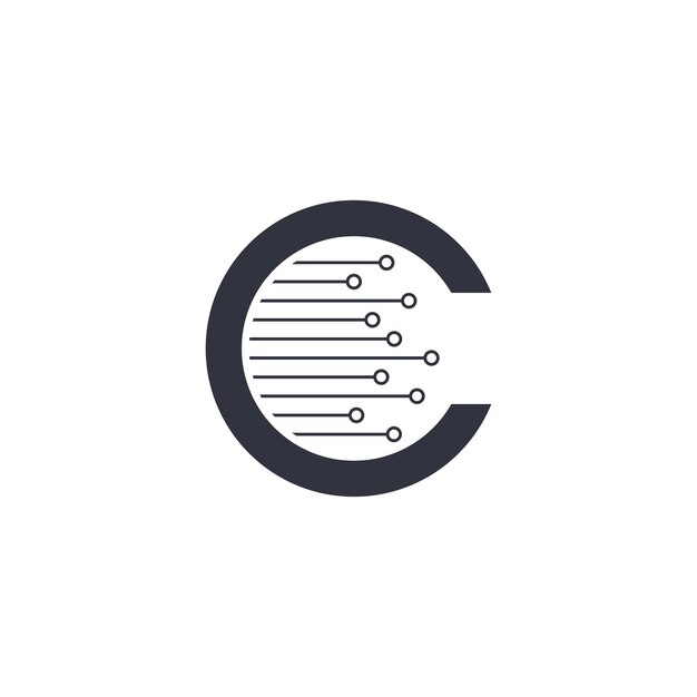 letter C technologie moleculair logo pictogram ontwerp