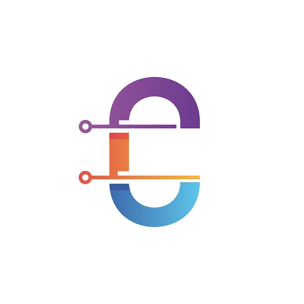 Letter c technology logo design