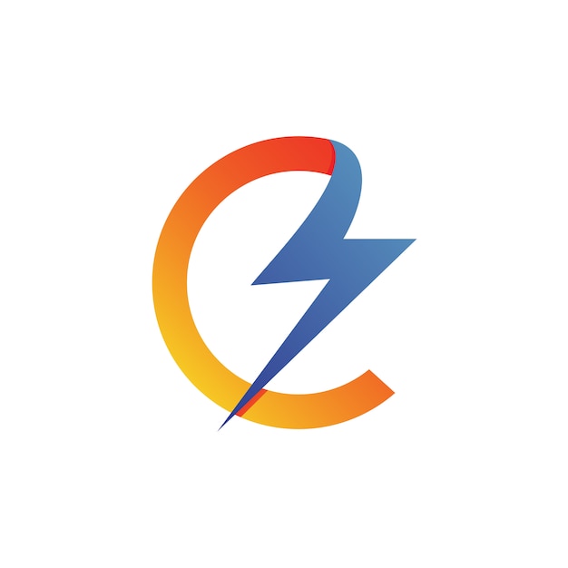 Letter C Thunder Logo Vector