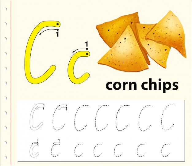 Letter C tracing alphabet worksheets