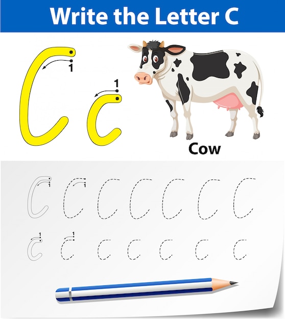 Fogli di lavoro dell'alfabeto di tracciamento della lettera c