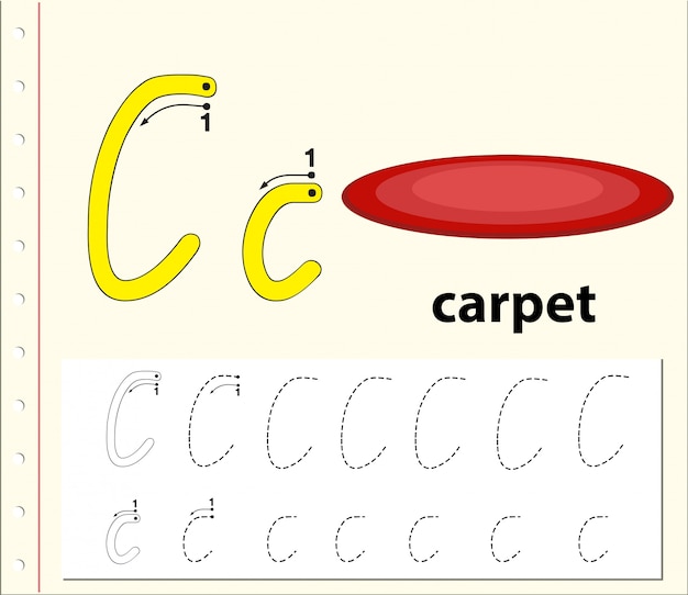 Letter c tracing alphabet worksheets