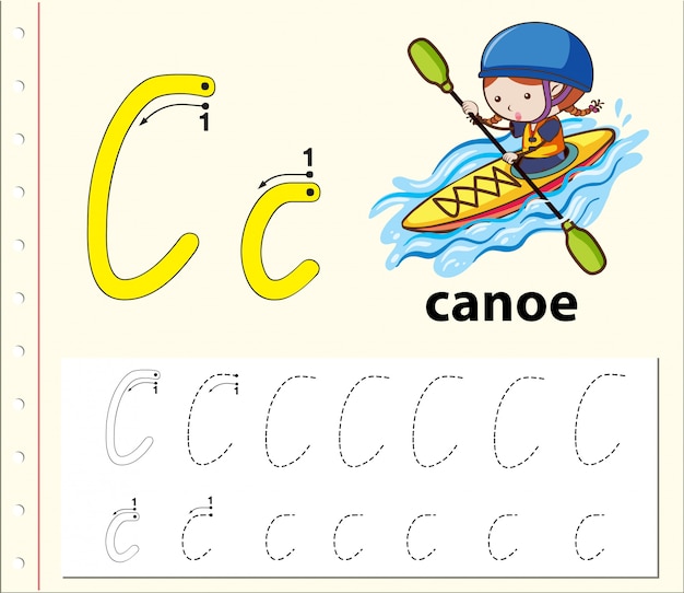 Letter C tracing alphabet worksheets