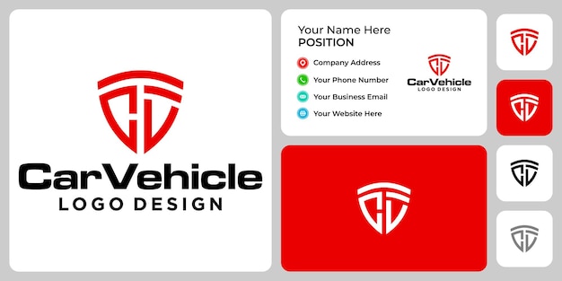 名刺テンプレートと手紙CVモノグラム車のエンブレムのロゴのデザイン。