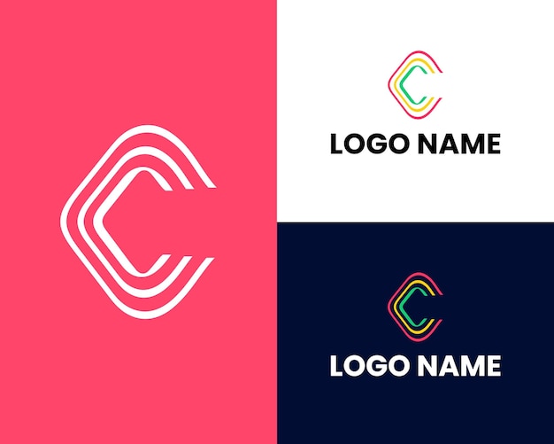 Letter C vector line logo design. Creative minimalism logotype icon symbol