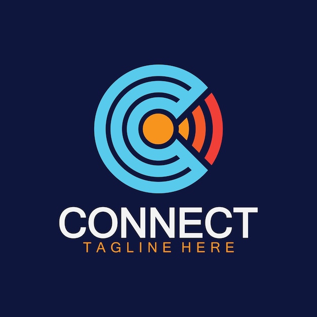 Letter c verbinding logo met signaal ontwerp vector illustratie