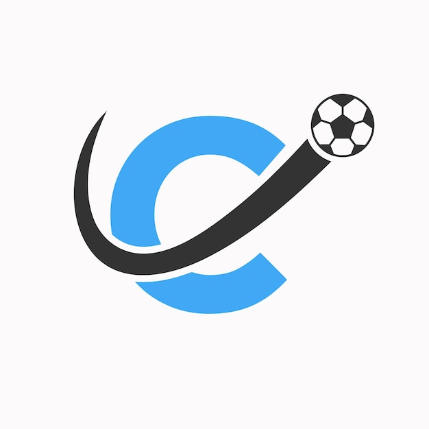 Letter C Voetbal Logo Voetbal Logo Concept Met Bewegend Voetbal Pictogram