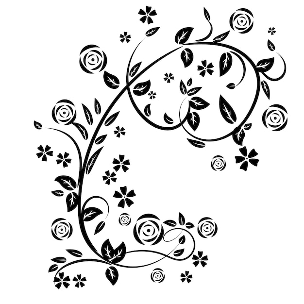 Vector letter c with botanical elements