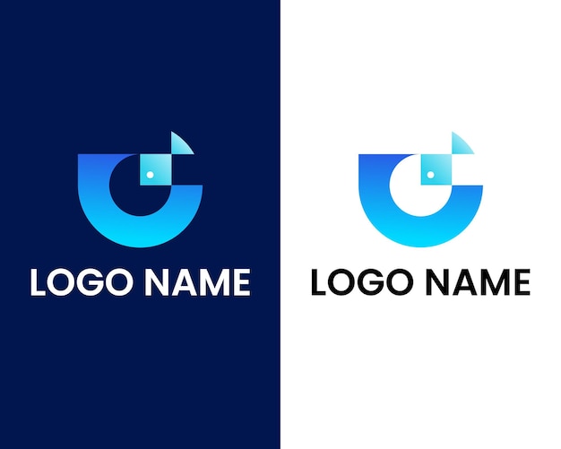 letter c with fish modern logo design template