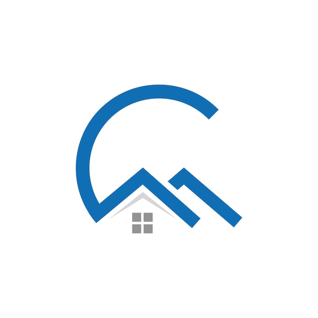 Letter C with home logo design for concept real estate