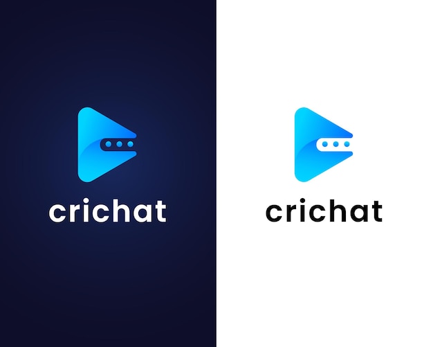letter c with play and chat logo design template