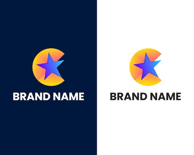 letter c with star modern logo design template