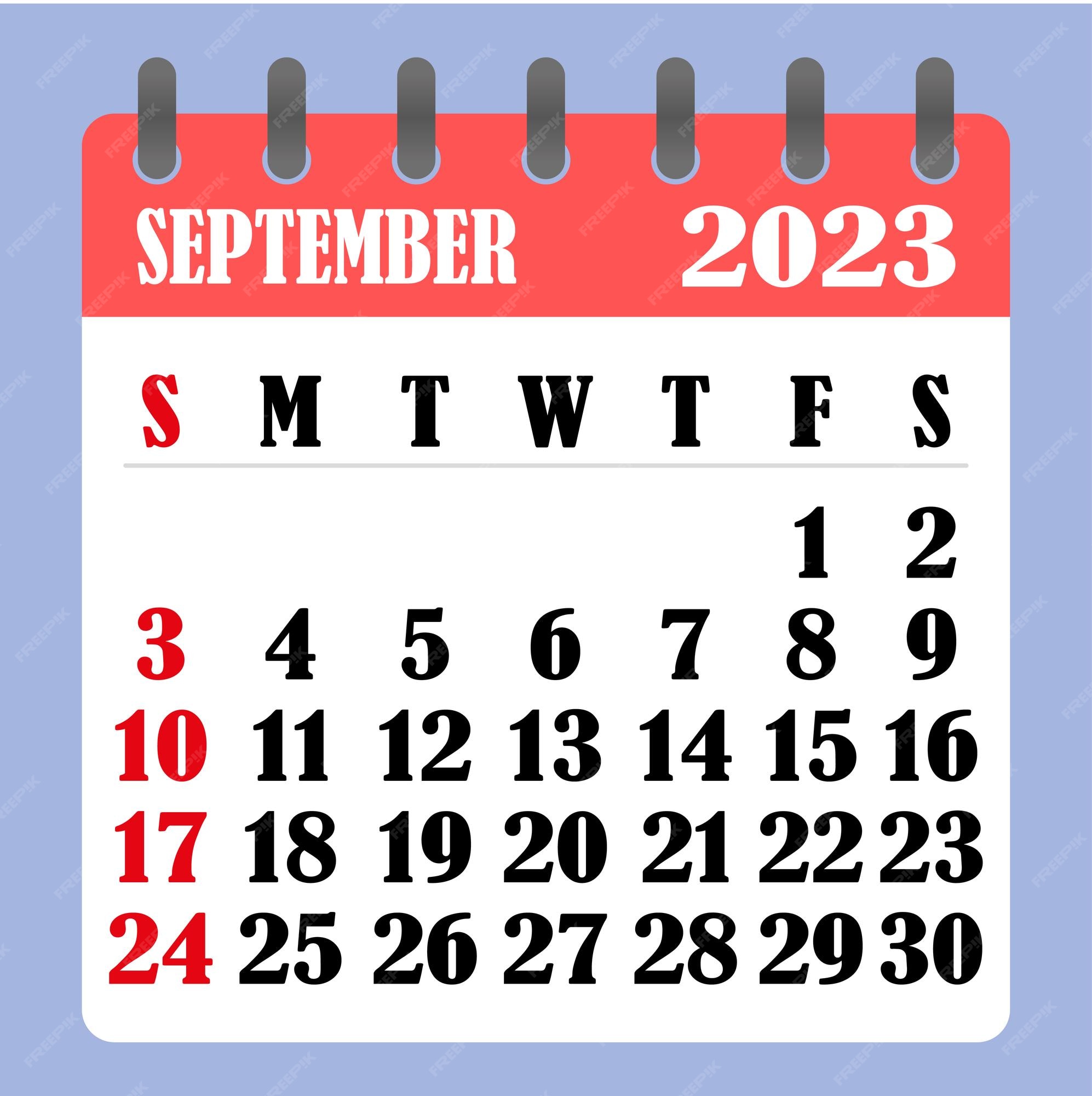 Premium Vector Letter calendar for september 2023 the week begins on