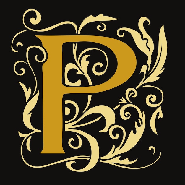 letter cartography with luxury logo letter P